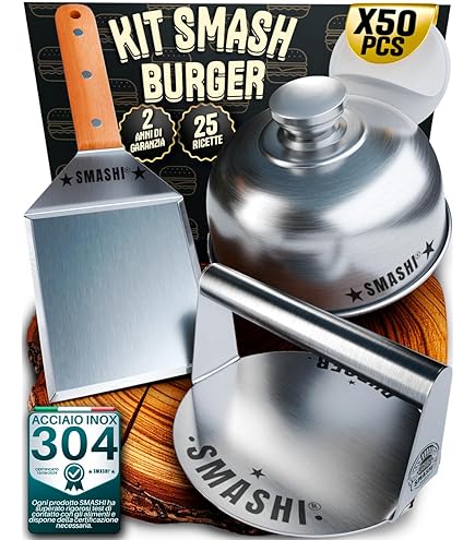 Pressa Per Grill In Acciaio Inox 20,5 Cm - Peso 1,42 Kg, Manico In Legno, Perfetta Per Hamburger E Bacon - Foto 8