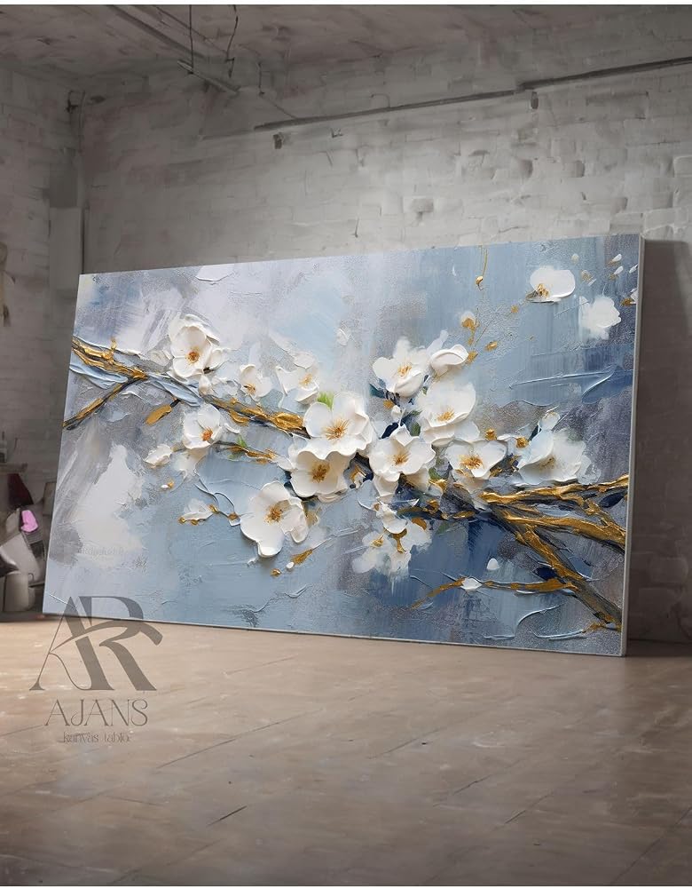 Ar Ajans Kanvas Tablo Çiçek Açmış Dalların Ahengi Tasarım Dekoratif Salon Oturma Odası Kanvas Tablo 50 X 70 AR10404