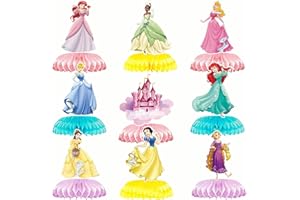 DAILYLIVE LXN 9 Stück Prinzessinnen-Waben-Mittelstück-Dekorationen, Prinzessinnen-Geburtstagsfeier-Dekorationen, Mädchen-Geburtstags-Babyparty-Dekorationen