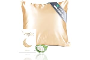 townssilk Dwustronna poszewka na poduszkę, 100% jedwabiu 19 mm, z ukrytym zamkiem błyskawicznym, złota, 40 x 40 cm