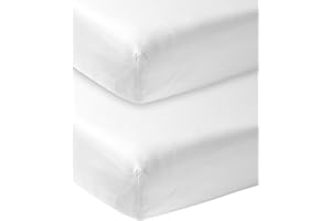 Lote de 2 sábanas Ajustables Meyco Baby Uni para la Cuna (de algodón 100%, Ajuste Gracias al cordón elástico Alrededor, Transpirable, Dimensiones: 60 x 120 cm), Blanco
