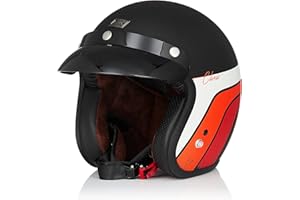 ORIGINE Casco Jet Moto Aperto Scooter Casco Motorino Vintage con Visiera Parasole Omologato ECE