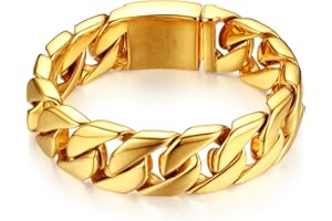 JewelryWe Biżuteria, duży ciężki łańcuszek pancerka bransoletka męska, stal nierdzewna, motocyklista, polerowana na wysoki połysk, srebrny/złoty/czarny, bezpłatny grawerunek