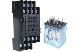 FAFEICY 14-Pinowy Przekaźnik Mocy MY4NJ Przeznaczony do Systemu na Szynę DIN z Napięciem Stałym 12V i Cztery Zestyki Normalnie Otwarte oraz Normalnie Zamknięte