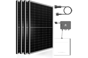 Balkonkraftwerk 2600W mit 4800W Dyness Speicher, 4x500W Bifazial Solarmodule Vollschwarz mit Dyness Stromspeicher 4,8kwh, APS EZHI 1200W Wechselrichter Inselanlage PV Anlage für Haus Balkon Garten