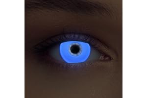 DESIGNLENSES lentilles lumière UV couleur bleu pour, effet de lueur, 1 paire (2 pcs), sans correction + étui à lentilles "Glowing Blue"