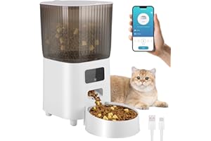WAKERUG 5L Automatic Cat Feeder, Smart Pet Food Dispenser, 2.4G WiFi Cat Feeder with APP Control, Timed Cat Food Dispenser with Stainless Steel Bowl, 10s Voice Recorder, Portion Control, for Cat and Dog