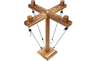 DYOUEN Hooks Ring Toss Game für Erwachsene Handgefertigte Holzschleifen-Wurfhaken 4 Spieler Holz Wurfhaken und Ringe Spiel Schnelles interaktives Spiel