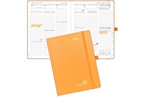 POPRUN Agenda 2026 Settimanale Verticale 22 x 16,5 cm, Copertina Rigida, Weekly Planner 2026 con Tag Mensili, Carta Spessa da 100 GSM, Arancione