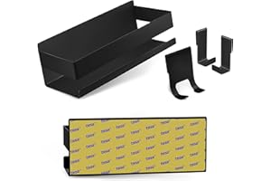 LIEBHEIM mensola per doccia cestino per bagno senza forare - Tenuta super forte grazie al nastro adesivo di montaggio TESA - Acciaio inox S304 - Solido (Acciaio inox nero)