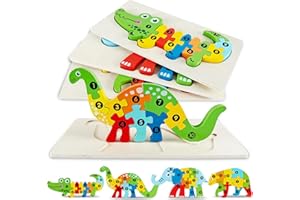 TANGDUDU 4 Pack 3D Wooden Jigsaw Puzzle for Kids, Wooden Puzzles Toys for 1-3 Year Old Boys Girls Birthday Gift for 1-3 Year Old Toddlers Kids Education Toy Age 1 2 3 Baby Children (Animal)