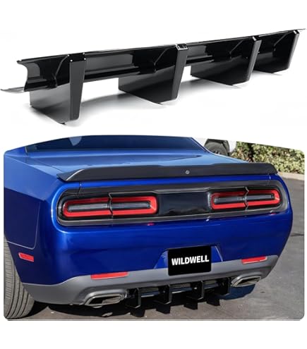NINTE Rear Diffuser For 2015-2023 Chrysler 300 SRT Exhaust Shark Fins Rear Bumper Lip