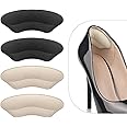 MATIE FIX Heel Grips Liner Cushions Inserts for Loose Shoes, Heel Pads Snugs for Shoe Too Big Men Women, Filler Improved Shoe Fit and Comfort, Stop Heel Slip and Blister (4 Pairs) (Pale Apricot+Black)