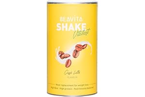 ‎BEAVITA BEAVITA Vitalkost Diät Shake Caffé Latte proteinreich, kalorienarm, vollwertiger Mahlzeitenersatz mit Vitaminen, Mineralien, Ballaststoffen, Gewichtsmanagement, Wohlbefinden, für 10 Shakes - 572 g