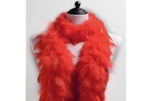 Kopper-24 Federboa Feder-Schal, ca. 180 cm Länge Hergestellt aus echten gefärbten Federn - Perfektes Kostüm-Accessoire, Charleston, 20er Jahre, Flapper, Karneval, Mottoparty, Basteln, Deko (Rot)