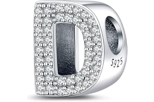 LaMenars A-Z Letter Charms925 Sterling Silver Beads for Pandora Bracelets with 5A Cubic Zirconia, Birthday Jewelry Gifts Women Girls
