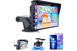 INEXACCESSORIES Portable Apple Carplay Screen for Car, 7 Inch IPS Touchscreen Car Stereo Support Wireless Carplay&Android Auto, Backup Camera, AirPlay, Bluetooth, Mirror Link/Mic/TF/USB/AUX for All Vehicles
