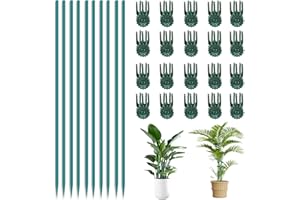 SMCEHEYA 30cm Plant Support Stakes 10Pcs with 20Pcs Plant Clips Garden Canes Bamboo Sticks Bendable Plant Support Sticks for Indoor Plants Orchid Sticks Garden or Home Floral Picks Gardening Tripods