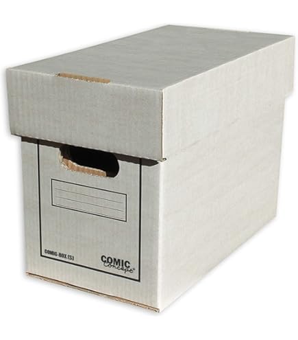 Leffis Lot de 2 boîtes de rangement pliables pour bandes dessinées 39,4 x 19 ,1 x 28,7 cm, boîtes courtes avec poignées, peut contenir 150 poubelles de bandes dessinées
