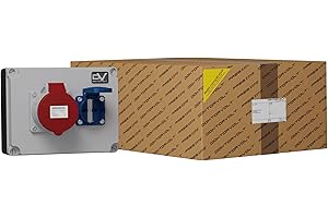 ‎PREIS-ZONE Doktorvolt Stromverteiler Baustromverteiler WDD mit Mennekes Steckdosen 1x 230V Schuko 1x 32A CEE Wanddose Wandverteiler Steckdosenverteiler Verdrahtet Anschlussfertig