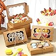 AUTOWRAP 20 piece Cookie Boxes with Window 9x6x2 Inch Kraft Bakery for Gift Giving Pastry Chocolate Donuts Muffins Dessert Party Favor (Brown)