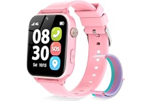 BJLBOJEY 4G Kids Smart Watch for Boys Girls, Kid GPS Tracker Watch Phone Video Call Pedometer School Mode Games SOS Birthday for 5-12 Years Old (Pink)