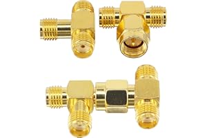 BOOBRIE 4 Adaptadores de Vídeo Divisor Coaxial RF SMA Macho a Doble SMA Macho/Convertidor Conector Coaxial SMA Hembra Triple T 3 Vías Adaptador RF Divisor Tipo T para Antena WiFi