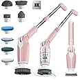 Leebein Electric Spin Scrubber, 2024 New Electric Scrubber with 4 Adjustable Angles and 8 Brush Heads, Shower Scrubber with Long Handle & Remote Control, Cleaning Brush for Bathroom, Tub, Floor(White)