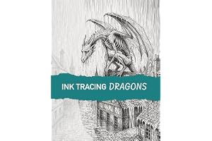 Ink Tracing Dragons: Follow the Light Gray Lines to Reveal Fantasy Creatures for Stress Relief