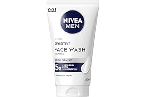 ‎BEIERSDORF NIVEA MEN Sensitive Face Wash, sanftes Reinigungsgel für empfindliche Männerhaut, beruhigende Gesichtsreinigung zur Linderung von Hautirritationen (150 ml)