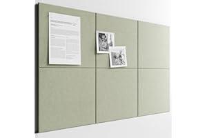 Bumusty Large Cork Board 36"x24" Alternative - 6 Pack Felt Wall Tiles with 40 Safe Removable Adhesive Tabs, 30 Pushpins, Cork Boards for Walls Pin Board Notice Board Office Decor-Sage