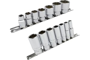 AB TOOLS BSW FBS Whitworth Schulung 3/8" Lampenfassungen wenig Tiefe und Tiefe 14PC 12 Bi-Hex vorderseite Rückseite