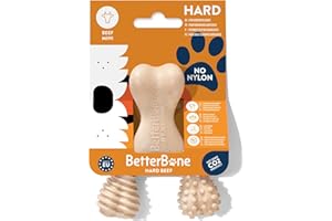 BetterBone - Zabawka dla psa do żucia - Mini twarda wołowina - kość do żucia dla psa, bez nylonu i GMO na bazie celulozy, bardzo twarda zabawka do żucia o smaku wołowiny - drewno do żucia bez