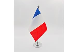 PANDIUI23 Frankreich Tischflagge Schreibtischflagge 21 x 14 cm Mast und Sockel aus Stahl Tischflaggen für Tagungsräume (Frankreich)