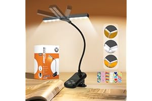 MILA&LOUIS lampe de lecture pour livre, lampe led rechargeable Hauteur réglable 10 à 30 cm. 1 Pack noir avec 6 signets magnétiques 2 têtes réglables