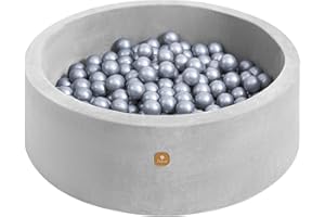Dodozen Soft Ball Pit 90x30cm/150 ∅ 6cm Balls for Babies and Children - High Resilience Foam - Super Soft Velvet - Removable Cover - Grey：Silver