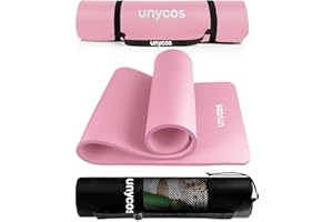unycos - Tappetino Antiscivolo da Yoga, Pilates e Ginnastica Extra Spesso 10/15 mm, Materassino Fitness con E-Book, Schiuma NBR/Poliestere, Antiscivolo con Borsa a Tracolla, Tappeto per Allenamento