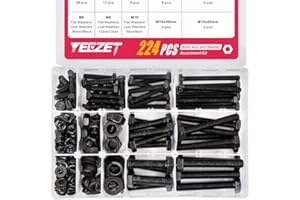 YEEZET 56 Conjunto M6 M8 M10 Juego Surtido de Pernos y Tuercas de Servicio Pesado Grado de Acero Aleado 8.8 Incluye 8 Tamaños más Comunes