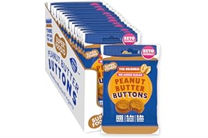 SUPERFOODIO Peanut Butter Buttons | No Added Sugar Original Flavour (Keto friendly) | Low Carb Snack & Vegan | All-Natural | Protein | Keto Snack (20g x 15 Packs)