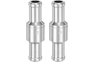 sourcing map 2Pcs 10mm (3/8") Fuel Check Valve, Non-Return One Way Hose Check Valve, Aluminum Alloy Control Accessories for Petrol, Diesel, Gas, Oil, Air, Water, Silver