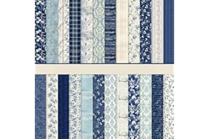 MERWDEEYT Scrapbook Papier Blumen Muster Doppelseitiges Scrapbook Bastelpapier, 24 Muster 24 Blatt Scrapbooking Papier Motivpapier, Decoupage Papiere Dekorpapier (Blau, 30,5x30,5 cm/12x12 inch)