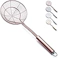 Rose Gold Strainer Spider Skimmers for Kitchen,Kyraton Stainless Steel Titanium Plating Copper Slotted Spoon Pasta Strainers Tomato Food Strainer Skimmer Ladle for Kitchen Cooking and Frying Food