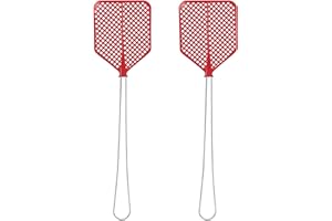 LifeChic Battimosche Manuale 43 cm – Manico in Ferro, Paletta Flessibile in Plastica Rossa – Scacciamosche per Interni ed Esterni – Contro Mosche, Zanzare e Insetti Volanti - Confezione da 2 pezzi