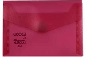 Exxo by HFP Lot de 10 porte-documents avec fermeture Velcro Pour feuilles de format A7 Orientation paysage 120 x 85 mm rouge transparent