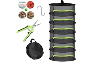 Cerkkapo Trockennetz Kräuter,6-Lagiger Kräutertrockner Hängend,Faltbar Trockennetz mit Astschere und Haken,Trockennetze zum Aufhängen Kräuter,Trocknungsnetz für Pflanze,Gewürze,Blumen,Gemüse