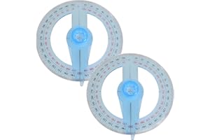 HIOSEYRE 2Pcs 360 Degree Protractor Angle Measure Protractor Circle Protractor 12cm Plastic Protractor 360 Ruler Measuring Tool for Students and Children