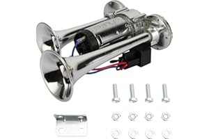 BSOMAM 150DB Super Loud Car Horn,12V Dual Electric Air Horns Kit for Vehicles - With Compressor, Applicable for Cars, SUVs, Trucks, Boats (Silver)