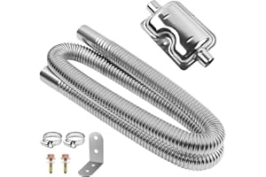 ‎MAXEARN MaxEarn 120 CM Abgasschlauch für Stromerzeuger mit Schalldämpfer, Auto Edelstahl Auspuffrohr, Kraftstofftank Abgasrohr Standheizung, Auspuff Abgasrohrleitungen mit 2 klammern für Luft Diesel Heizung