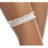 Giarrettiera Matrimonio, Sposa Discreta con 3 Piccoli Strass- Pizzo MORBIDO Elastico-AVORIO
