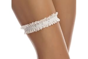 BRAUTCHIC Liga Novia ELEGANTE y discreto, delgado a la Boda- Liga Nupcial con 3 Pequeños Pedrería Brillante- Garter Novia y Boda- Accesorios Regalo Dama de Honor, Bachelor Party - MUST HAVE - MARFIL